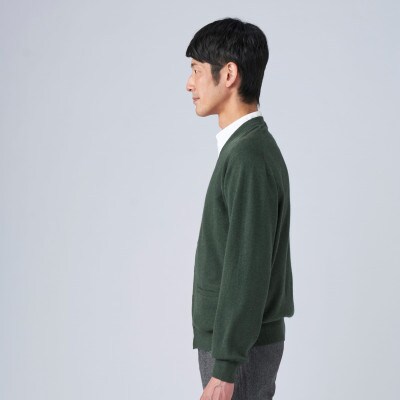 日本製　カシミヤ100%　カーディガン　グリーン　Mサイズ