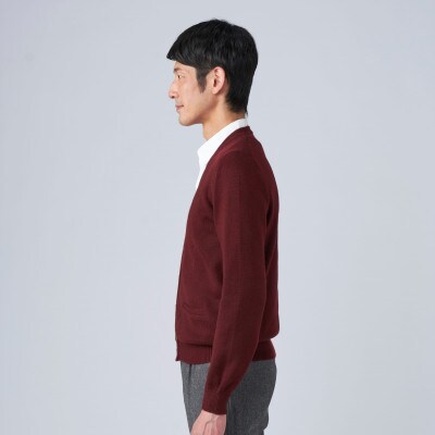 日本製　カシミヤ100%　カーディガン　ワイン　Sサイズ