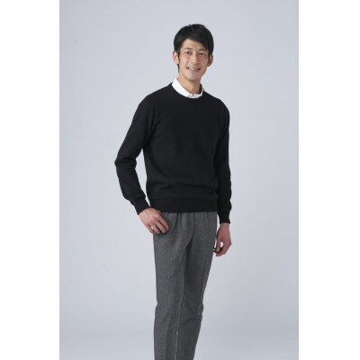 日本製　カシミヤ100%　クルーネック　ブラック　Sサイズ