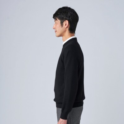 日本製　カシミヤ100%　クルーネック　ブラック　Sサイズ