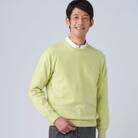 日本製　カシミヤ100%　クルーネック　ライトグリーン　Mサイズ