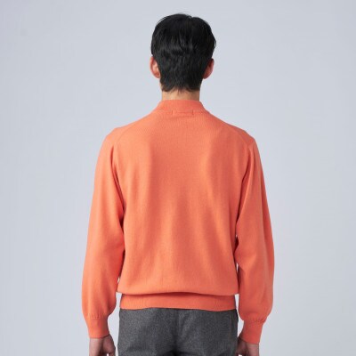 日本製 カシミヤ100% ハイネック オレンジ Sサイズ