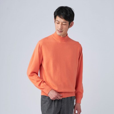 日本製　カシミヤ100%　ハイネック　オレンジ　2Lサイズ
