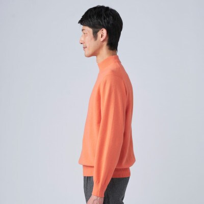 日本製　カシミヤ100%　ハイネック　オレンジ　2Lサイズ
