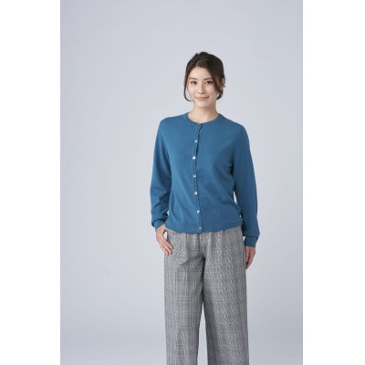 日本製　カシミヤ100%　レディース　クルーカーディガン　ダークグリーン　Sサイズ