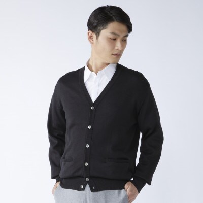 日本製　カシミヤ100%　カーディガン　黒　2Lサイズ