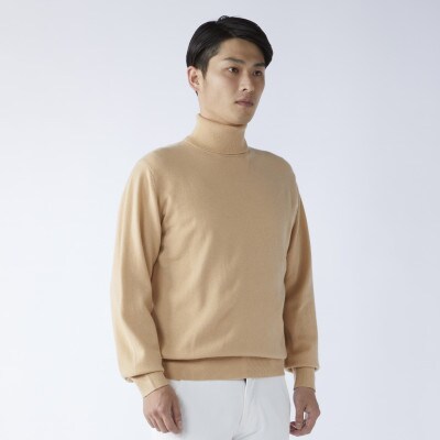 日本製　カシミヤ100%　タートルネック　ベージュ　2Lサイズ
