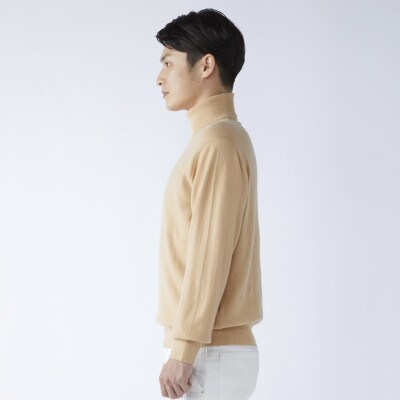 日本製　カシミヤ100%　タートルネック　ベージュ　2Lサイズ