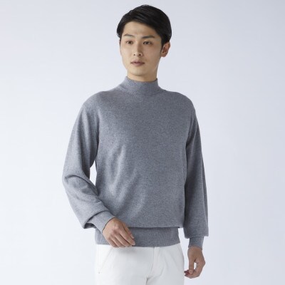日本製　カシミヤ100%　ハイネック　ライトグレー　2Lサイズ