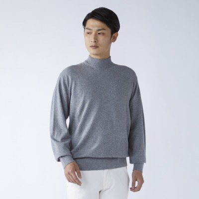 日本製　カシミヤ100%　ハイネック　ライトグレー　2Lサイズ