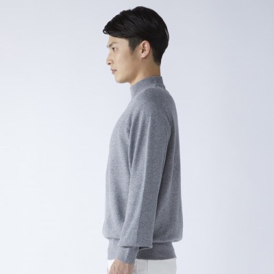 日本製　カシミヤ100%　ハイネック　ライトグレー　2Lサイズ