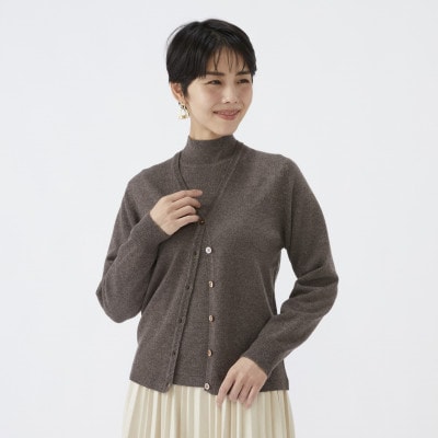 日本製　カシミヤ100%　レディース　Vカーディガン　モカブラウン　Mサイズ　90805