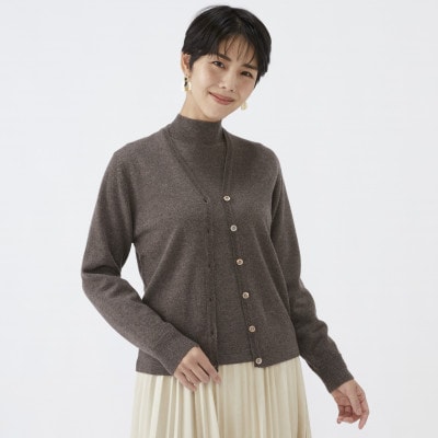 日本製　カシミヤ100%　レディース　Vカーディガン　モカブラウン　Mサイズ　90805