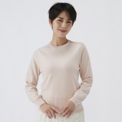 日本製　カシミヤ100%　レディース　クルーネック　ピンクベージュ　2Lサイズ