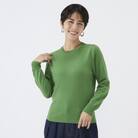 日本製　カシミヤ100%　レディース　クルーネック　グリーン　2Lサイズ