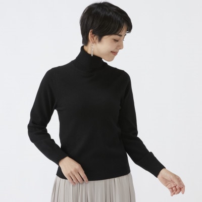 日本製　カシミヤ100%　レディース　タートルネック　ブラック　2Lサイズ