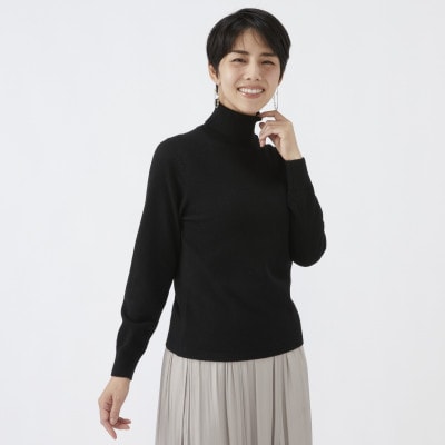 日本製　カシミヤ100%　レディース　タートルネック　ブラック　2Lサイズ