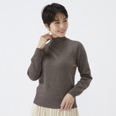日本製　カシミヤ100%　レディース　ハイネックセーター　モカブラウン　Sサイズ