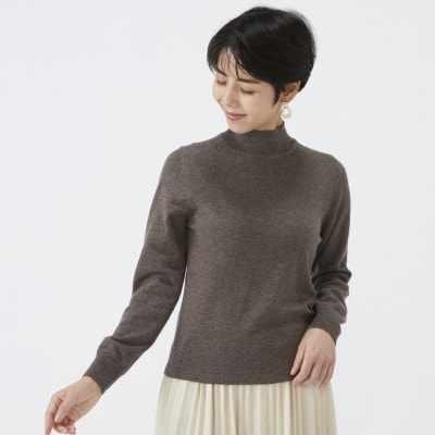 日本製　カシミヤ100%　レディース　ハイネックセーター　モカブラウン　2Lサイズ