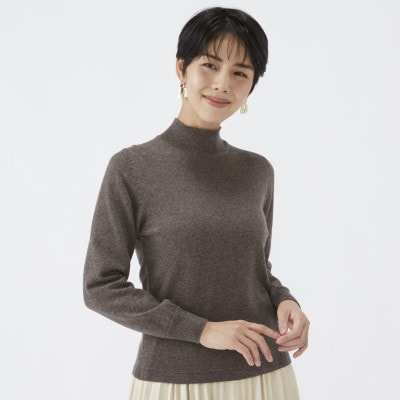 日本製　カシミヤ100%　レディース　ハイネックセーター　モカブラウン　2Lサイズ