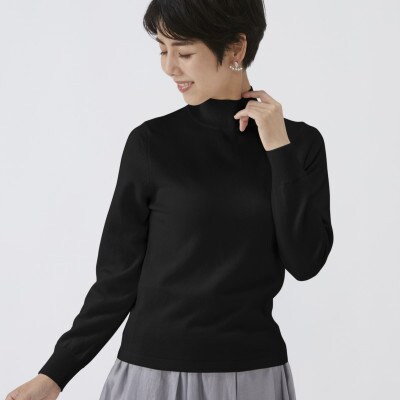 日本製　カシミヤ100%　レディース　ハイネック　ブラック　2Lサイズ