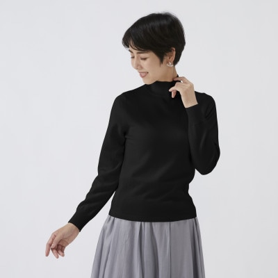 日本製　カシミヤ100%　レディース　ハイネック　ブラック　2Lサイズ