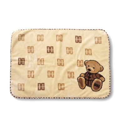 【日本一の毛布の町】DAKS Bear アクリルマイヤーひざ掛け(毛羽部分) 　ベージュ