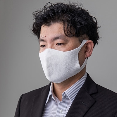 夏用3D和紙糸ニットマスク(内側メッシュ)　PM2.5シート付　二枚組(Lサイズ/ネイビー)
