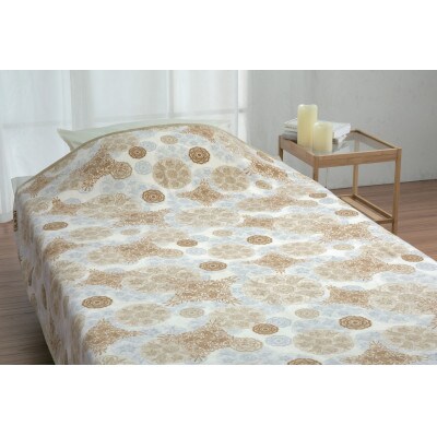 コットン100%(毛羽部分)　綿毛布　140×200cm　AV柄　ベージュ　1枚　283115104