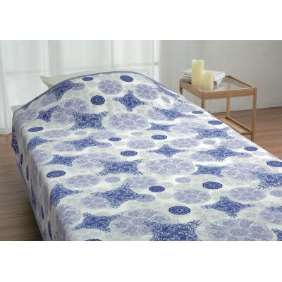 コットン100%(毛羽部分)　綿毛布　140×200cm　AV柄　ブルー　1枚　2831151070