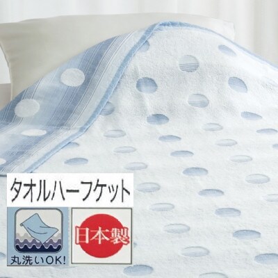 丸洗いOK【和と洋STYLE】タオルケット　ハーフ　円文　1枚　26354555 BL