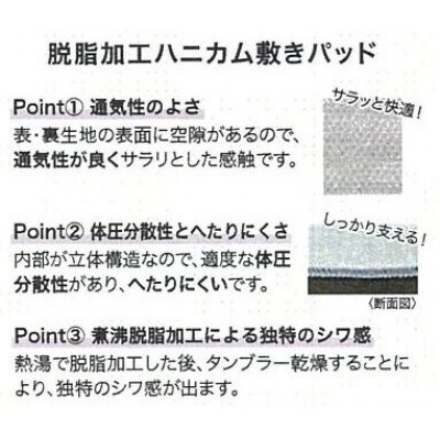 丸洗いOK　脱脂加工コットン　ハニカム敷きパッド　ダブル　1枚　PU　54796164