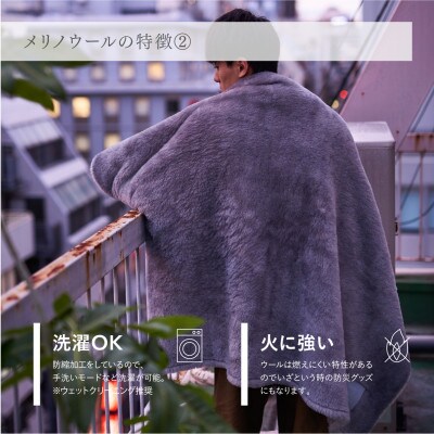 リアルエコファー メリノウールニューマイヤー毛布 ハーフ【LOOM&SPOOL】グレー