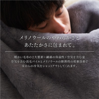 リアルエコファー メリノウールニューマイヤー毛布 ブランケット【LOOM&SPOOL】グレー