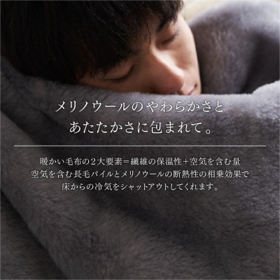 リアルエコファー メリノウールニューマイヤー毛布 シングル【LOOM&SPOOL】グレー