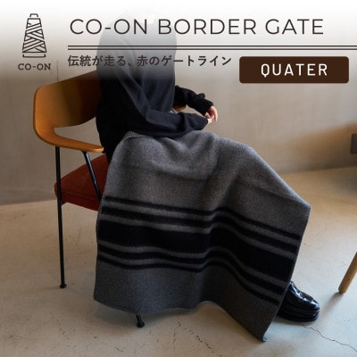 【CO-ON】ボーダーゲート ウールブランケット  クォーター 70×100cm グレー