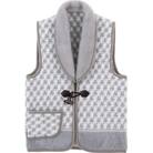 あったか衿付きアクリルベスト(ポケット付)グレー　FNB-019