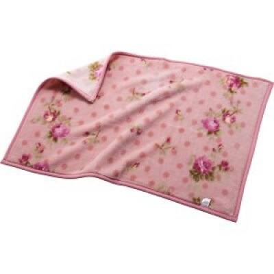 洗濯機OK　かわいい水玉と花柄のアクリルマイヤーひざ掛け　約70×100cm