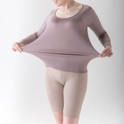 ふるさと納税 服 女 大阪府 泉大津市  グレー系ブラウン 天然の美容繊維　シルク　のびのびインナー　8分袖　フリーサイズ グレー系ブラウン グレー系ブラウン】天然の美容繊維 シルク のびのびインナー 8分