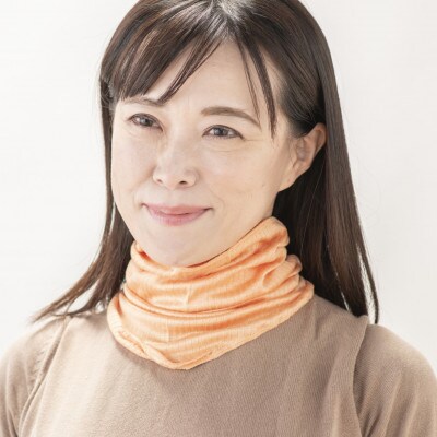 天然の美容繊維　UV対策　絹ごこちネックカバー　オレンジ　H-NW1500