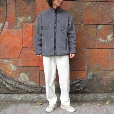 ウール毛布で出来た軽くて温かいフリースジャケット 　ダークグレーLサイズ(和心衣・ワゴロモ)