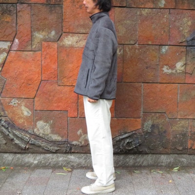 ウール毛布で出来た軽くて温かいフリースジャケット　ダークグレーLLサイズ(和心衣・ワゴロモ)