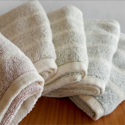 【フェイスタオル5枚組】オーガニックコットンフェイスタオル(34×80cm)かすみレッド