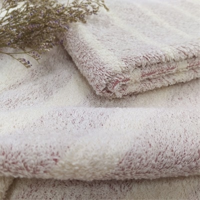 【フェイスタオル8枚組】オーガニックコットンフェイスタオル(34×80cm)かすみレッド