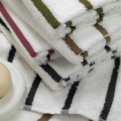 【フェイス4枚バス2枚】オーガニックコットンタオルセット(しまふわ)レッド