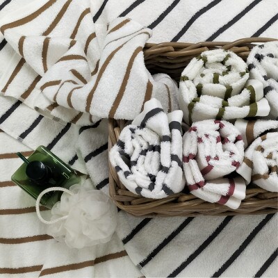 【バスタオル2枚組】オーガニックコットンバスタオル(しまふわ)レッド