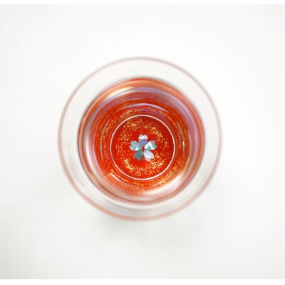 【高岡漆器】螺鈿ガラス クリスタル杯(貝入)黒朱2個セット
