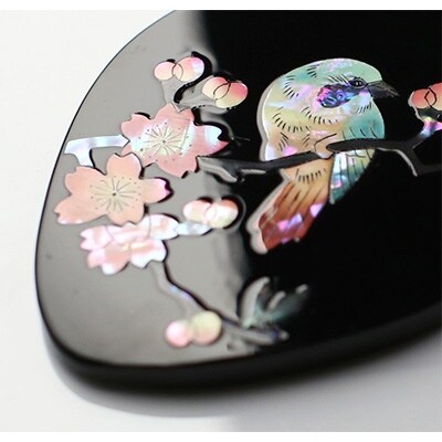 手鏡 桜に樫鳥 黒 手鏡 桜に樫鳥 黒