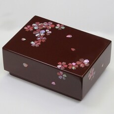 小箱　桜　古代朱　螺鈿(紙化粧箱入) | ふるさと納税のお礼品