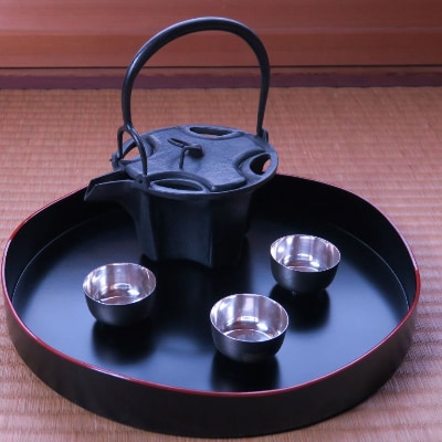 【高岡銅器】アルミ鋳物　燗鍋　七宝　黒色